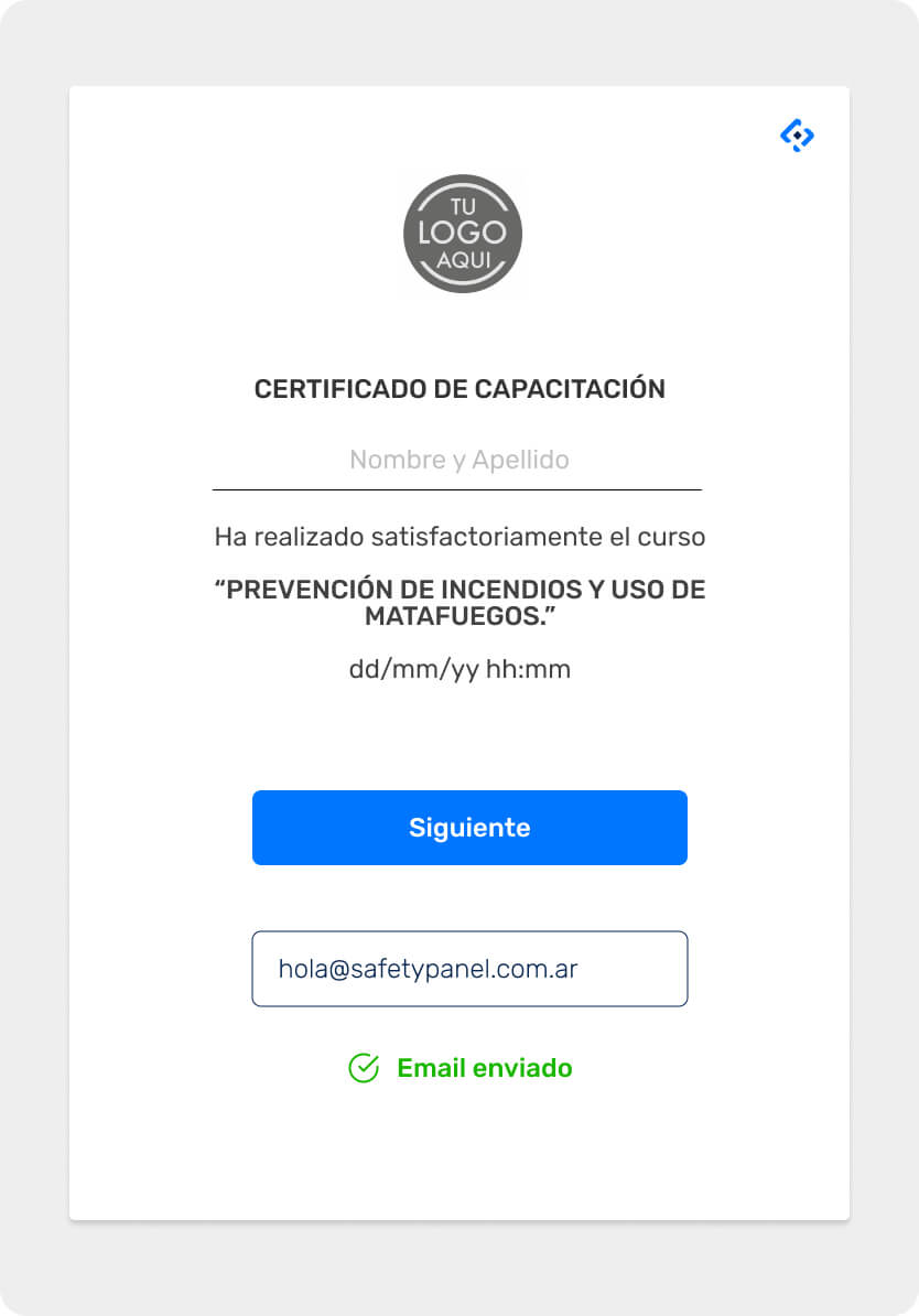 Envío de certificación